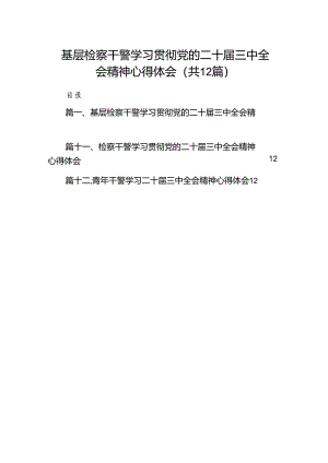 基层检察干警学习贯彻党的二十届三中全会精神心得体会(精选12篇).docx