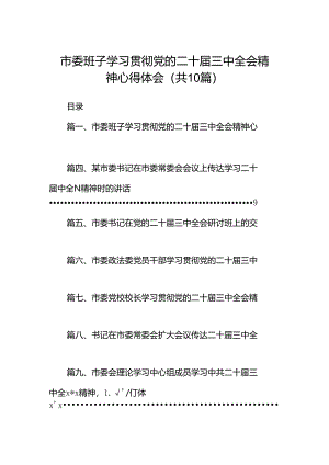 市委班子学习贯彻党的二十届三中全会精神心得体会（共10篇）.docx