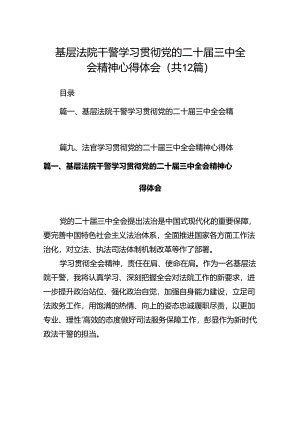基层法院干警学习贯彻党的二十届三中全会精神心得体会范本12篇（最新版）.docx