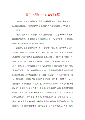 关于大海的作文800字5篇.docx