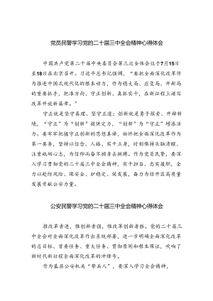 党员民警学习党的二十届三中全会精神心得体会8篇（详细版）.docx
