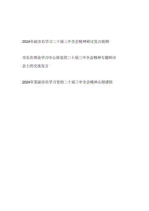 市长在理论学习中心组和副市长学习二十届三中全会精神研讨发言提纲心得感悟共3篇.docx