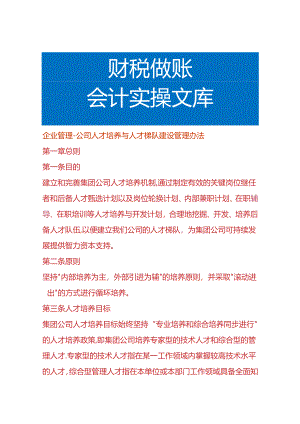 企业管理-公司人才培养与人才梯队建设管理办法.docx
