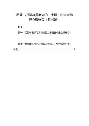 团委书记学习贯彻党的二十届三中全会精神心得体会（共10篇）.docx