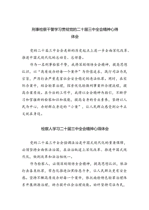刑事检察干警学习贯彻党的二十届三中全会精神心得体会（共五篇）.docx