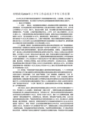市财政局2024年上半年工作总结及下半年工作打算.docx