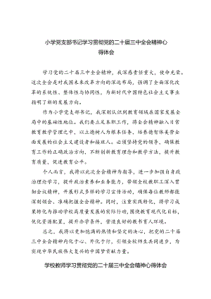 小学党支部书记学习贯彻党的二十届三中全会精神心得体会8篇（精选版）.docx