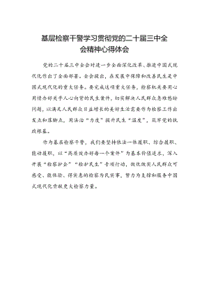 基层检察干警学习贯彻党的二十届三中全会精神心得体会.docx