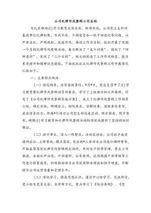 公司纪律作风整顿工作总结.docx