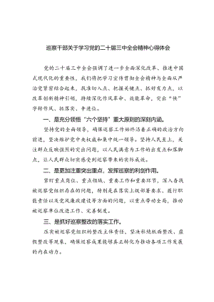 巡察干部关于学习党的二十届三中全会精神心得体会8篇（最新版）.docx