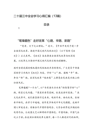 二十届三中全会学习心得汇编（13篇）.docx