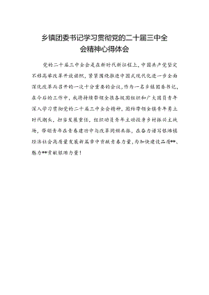 乡镇团委书记学习贯彻党的二十届三中全会精神心得体会 .docx