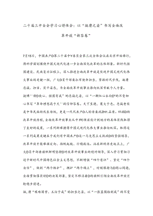 二十届三中全会学习心得体会：以“挺膺之姿”书写全面改革开放“新答卷”.docx