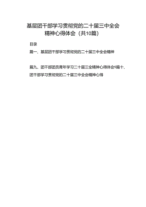 基层团干部学习贯彻党的二十届三中全会精神心得体会（共10篇）.docx