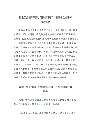 县级工会领导干部学习贯彻党的二十届三中全会精神心得体会5篇（最新版）.docx
