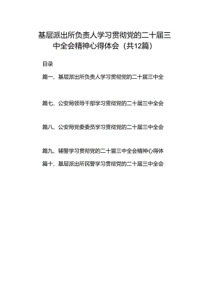 基层派出所负责人学习贯彻党的二十届三中全会精神心得体会12篇（详细版）.docx