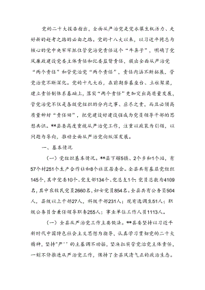 关于全面从严治党工作情况报告.docx