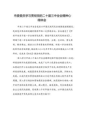 市委委员学习贯彻党的二十届三中全会精神心得体会.docx