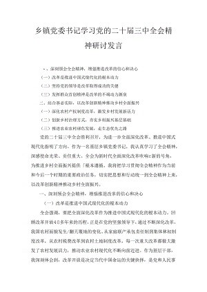 乡镇党委书记学习党的二十届三中全会精神研讨发言两篇合集.docx