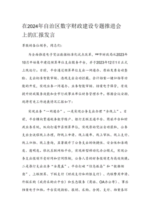 在2024年自治区数字财政建设专题推进会上的汇报发言.docx