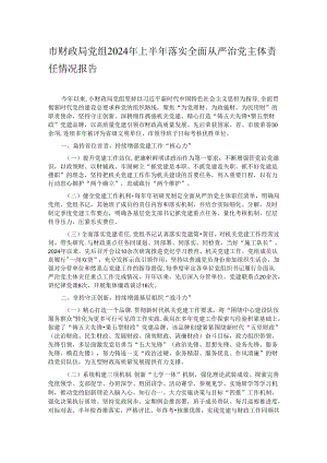 市财政局党组2024年上半年落实全面从严治党主体责任情况报告.docx