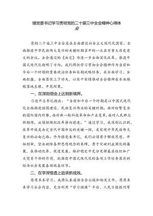 乡镇基层党员干部学习贯彻党的二十届三中全会精神心得体会8篇（最新版）.docx