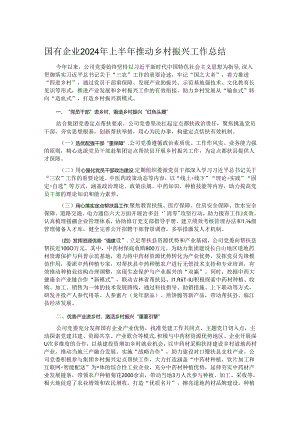 国有企业2024年上半年推动乡村振兴工作总结.docx
