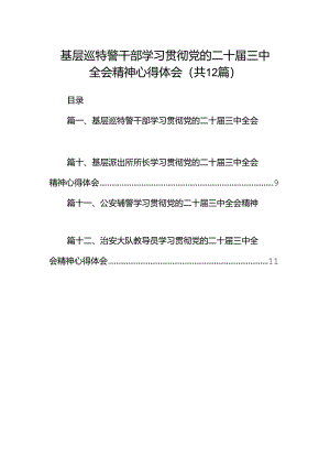 基层巡特警干部学习贯彻党的二十届三中全会精神心得体会12篇（精选）.docx