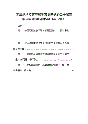 基层纪检监察干部学习贯彻党的二十届三中全会精神心得体会12篇供参考.docx
