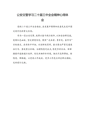 公安交警学习二十届三中全会精神心得体会.docx