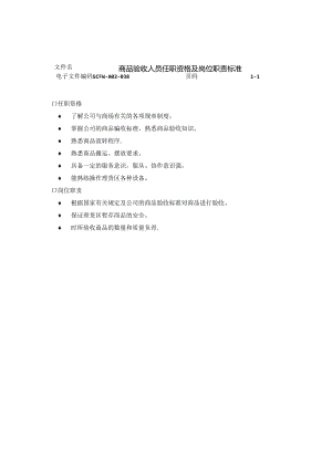 037.商品验收人员任职资格及岗位职责标准.docx