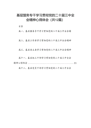 基层盟务专干学习贯彻党的二十届三中全会精神心得体会（共12篇）.docx