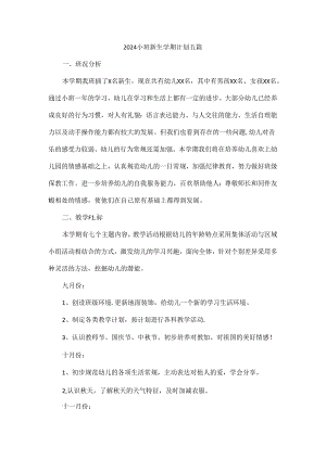 2024小班新生学期计划五篇.docx