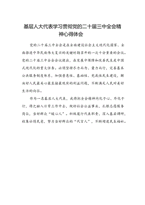 基层人大代表学习贯彻党的二十届三中全会精神心得体会.docx