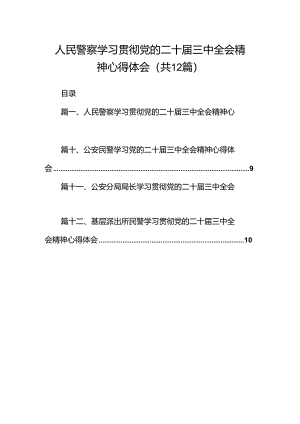 人民警察学习贯彻党的二十届三中全会精神心得体会(12篇集合).docx