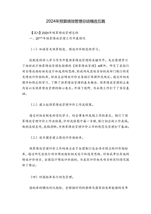 2024年预算绩效管理总结精选五篇.docx