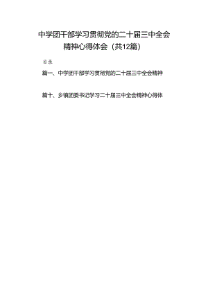 中学团干部学习贯彻党的二十届三中全会精神心得体会（共12篇）.docx