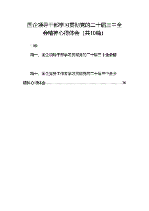 国企领导干部学习贯彻党的二十届三中全会精神心得体会十篇（精选）.docx