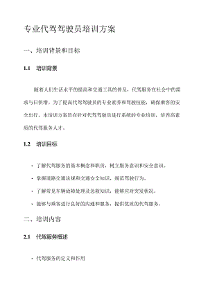专业代驾驾驶员培训方案.docx
