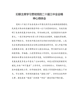 妇联主席学习贯彻党的二十届三中全会精神心得体会范文.docx