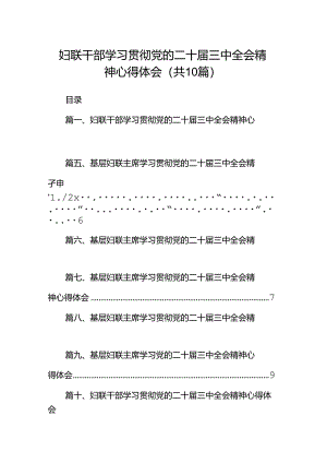 妇联干部学习贯彻党的二十届三中全会精神心得体会10篇（详细版）.docx