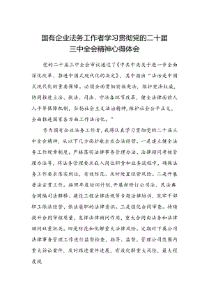 国有企业法务工作者学习贯彻党的二十届三中全会精神心得体会.docx