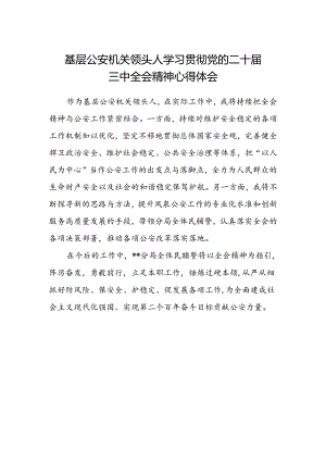 基层公安机关领头人学习贯彻党的二十届三中全会精神心得体会.docx