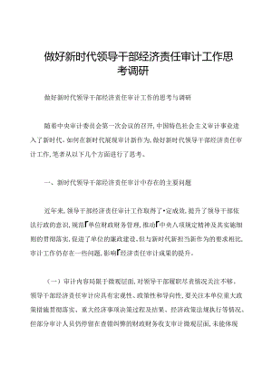 做好新时代领导干部经济责任审计工作思考调研.docx