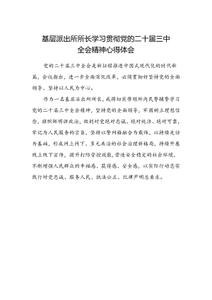 基层派出所所长学习贯彻党的二十届三中全会精神心得体会.docx