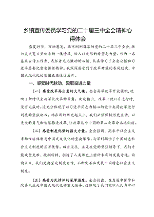 乡镇宣传委员学习党的二十届三中全会精神心得体会.docx