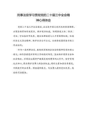 刑事法官学习贯彻党的二十届三中全会精神心得体会.docx