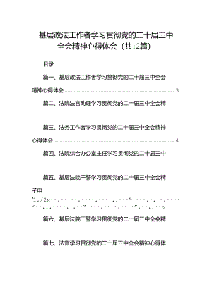 基层政法工作者学习贯彻党的二十届三中全会精神心得体会（共12篇）.docx
