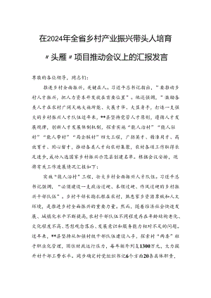 在2024年全省乡村产业振兴带头人培育“头雁”项目推动会议上的汇报发言.docx