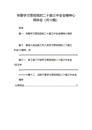 刑警学习贯彻党的二十届三中全会精神心得体会(12篇集合).docx